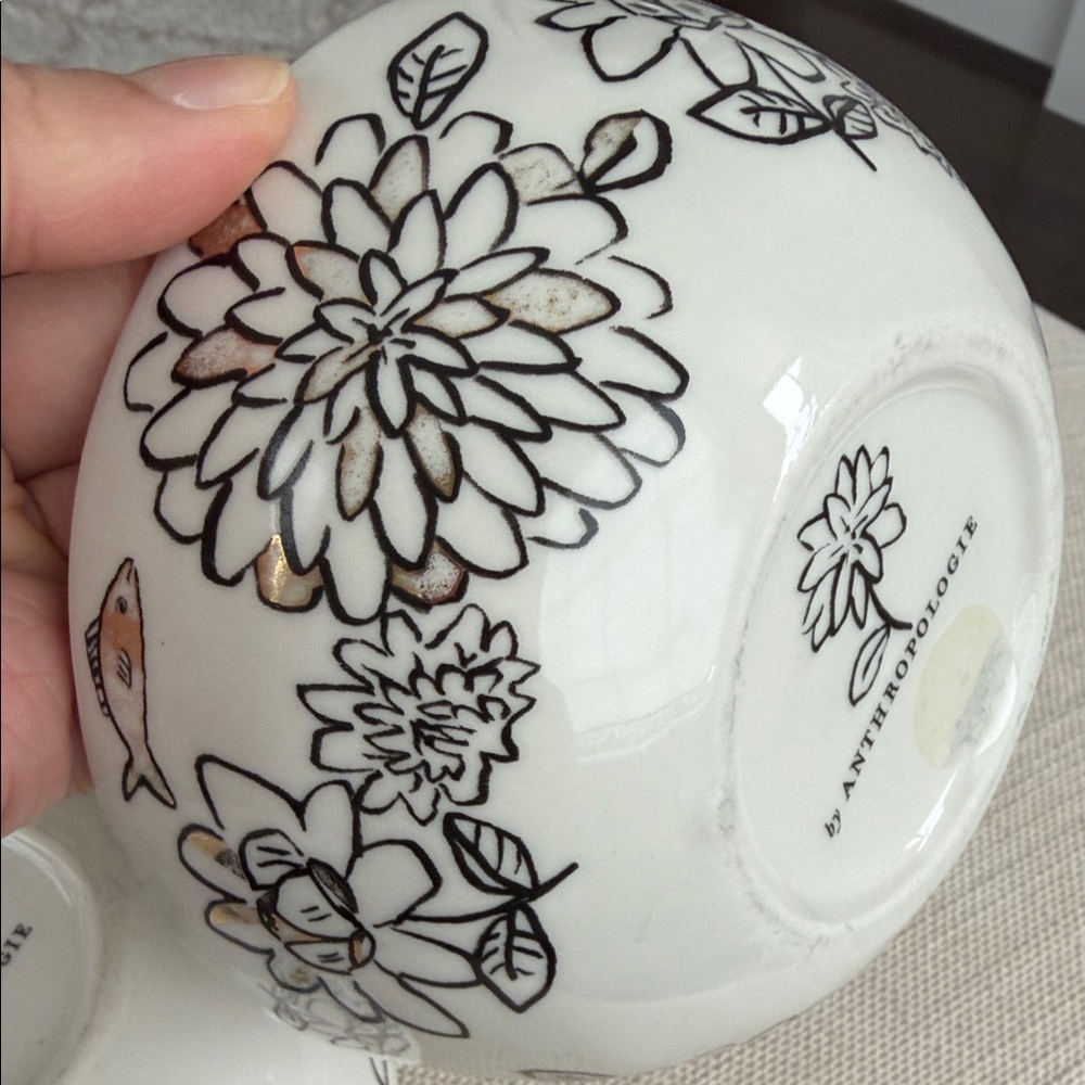 Anthro Set of 3 White Ceramic Bowls - Picture 7 of 10
